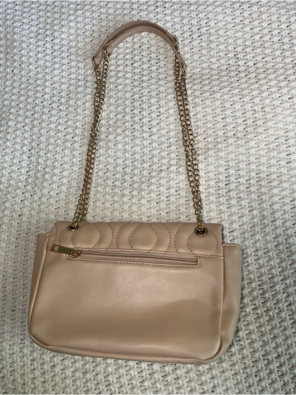 Alexis Bendel Beige Quilted w/ Chain Shoulder Bag Crossbody Purse Vegan Leather - Picture 9 of 16